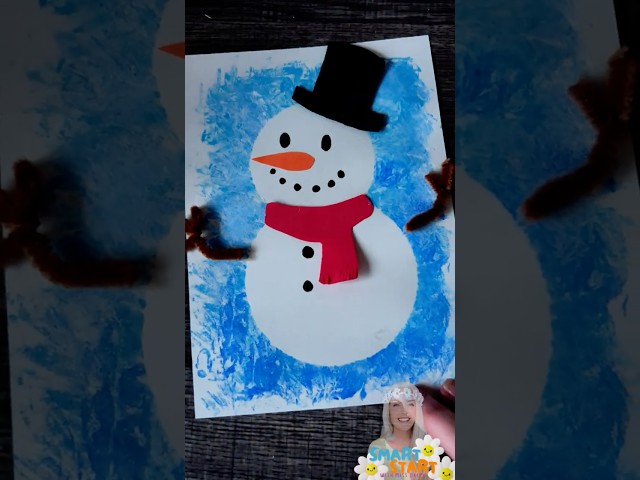 Negative Space Snowman Painting ❄️⛄ | Easy Winter Craft for Kids