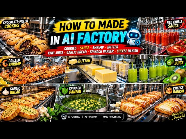 How Food Is Made in an AI Factory 🤯 | Cookies, Shrimp, Butter, Kiwi Juice & More