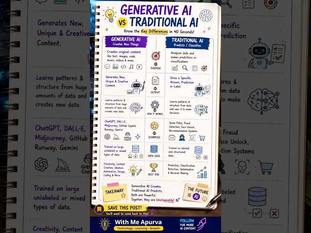 Generative AI vs Traditional AI 🤖 What’s the Difference? #shorts