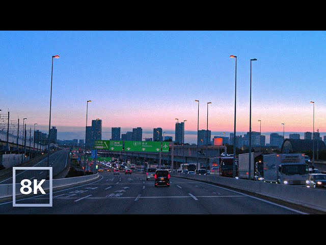 Twilight Drive across Tokyo Bay / 8K 60fps HDR / Relaxing Lofi Beats