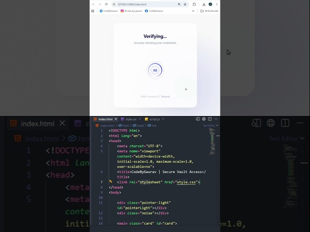 OTP Verification UI using HTML, CSS & JavaScript | #shorts #html #css #javascript