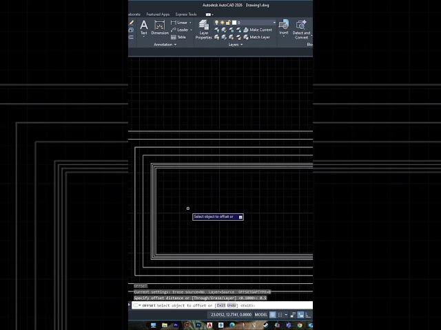 How to Use OFFSET in AutoCAD 2026 #autocad #autocadblocks #autocadtutorial #drawing