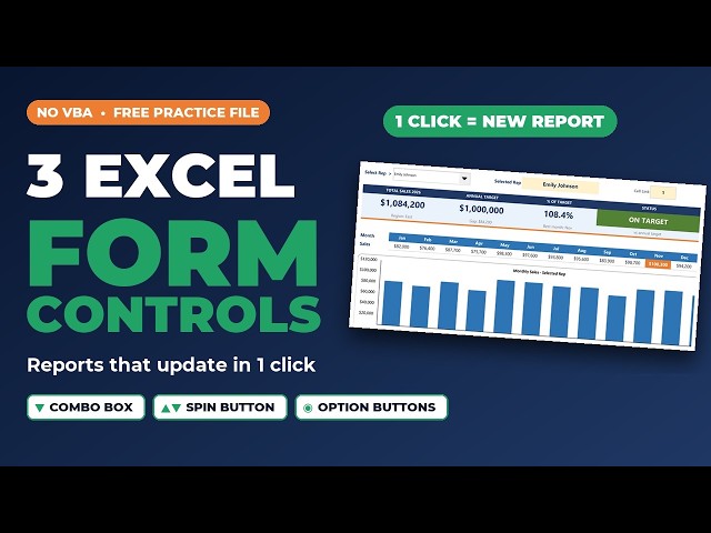3 Excel Form Controls That Make Any Report Interactive | Combo Box, Spin Button, Option Buttons