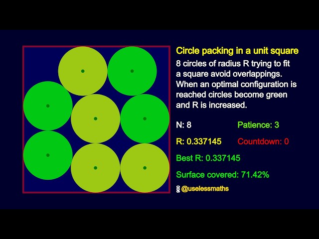 I Built an Algorithm to Solve the Circle Packing Problem, here I try it with 8 circles | p5.js
