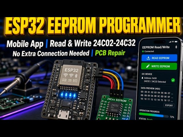 ESP32 EEPROM Programmer 🔥 24C02 से 24C32 तक Read & Write | Mobile से EEPROM Programming