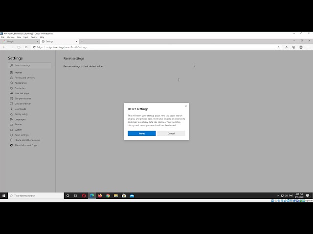 Reset Microsoft Edge to default settings (Anaheim)