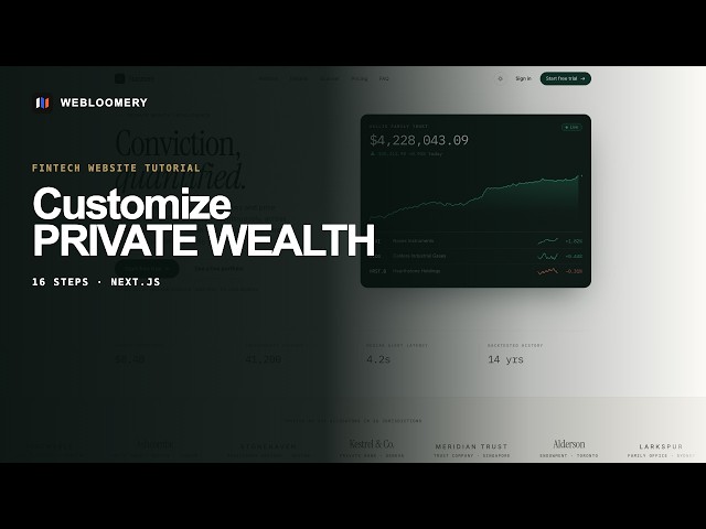 Private Wealth Intelligence Tutorial — Customize a Next.js Fintech Website Template | Webloomery