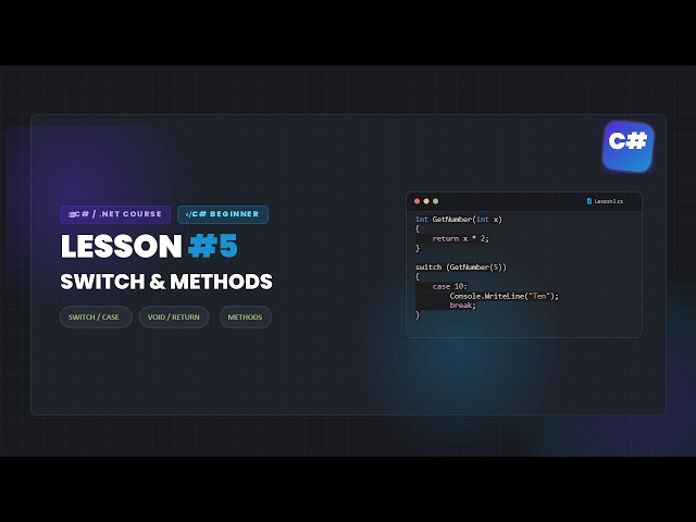 C# Beginner Tutorial #5 — Switch, Methods & Return Types | C# Basics