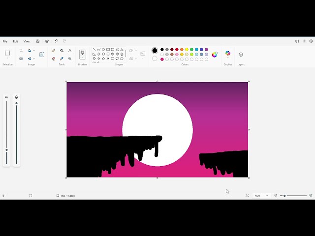 Ms Paint Drawing | How to Draw Cliffs with Moon | Full Guide