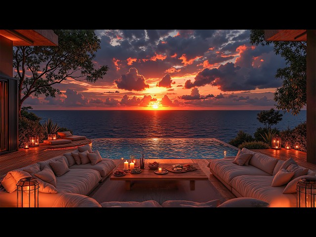 Romantic Sunset By Seaside | Smooth Jazz & Gentle Ocean Waves To Calm Your Mind & Refresh Your So...