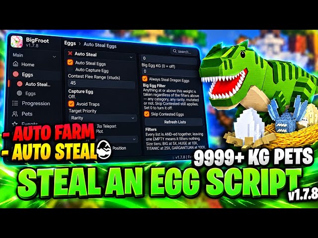Steal an egg- BigFroot 👟Hub, Auto farm✅ Instant steal, fuse predictor 🔥 auto fight boss🎉