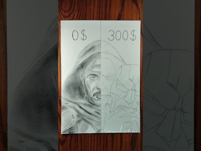 DRAWING DR. DOOM 🤖 💸0$ VS 300$💸 #drawing #doomsday #robertdowneyjr