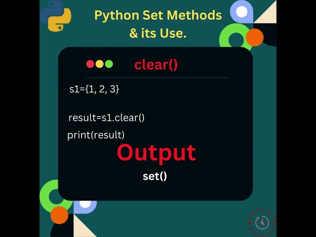 Exploring Python Set Methods 'clear()'  #python  #coding  #interview #pythontutorial