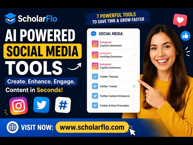 7 AI Social Media Tools That Save Hours | ScholarFlo AI Tutorial (Instagram & Twitter)