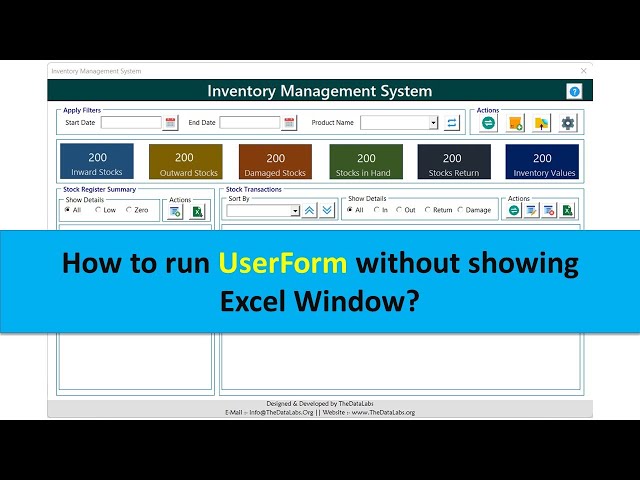 How to Run UserForm without Showing Excel Window