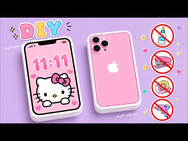 DIY cute mini phone notebook / no glue no tape craft / easy paper craft / cute art stationery 