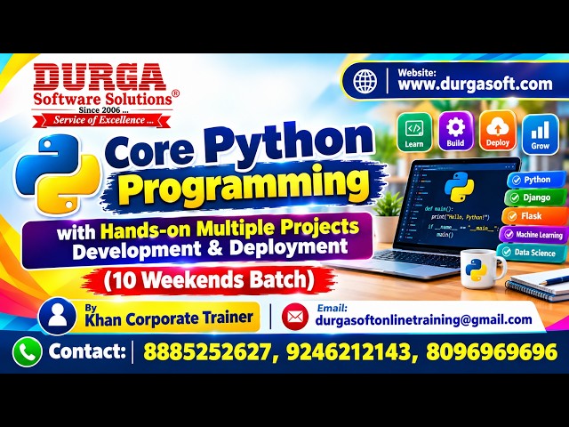 Core Python Programming (10 Weekends Batch) tutorials || by Khan Corporate Trainer