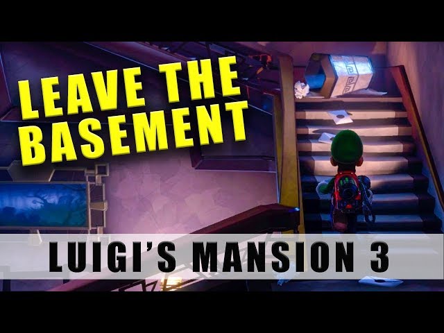 Luigi's Mansion 3 how to get upstairs from the Basement - Bin blocking the stairs
