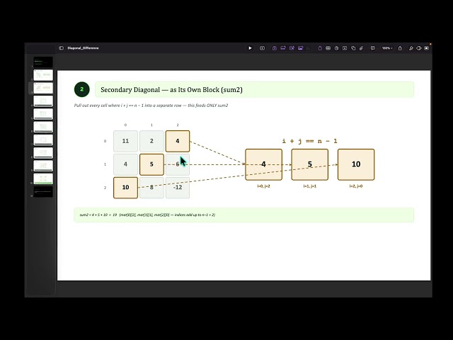 DSA for Noobs: Diagonal Difference (HackerRank) - Full Walkthrough in C