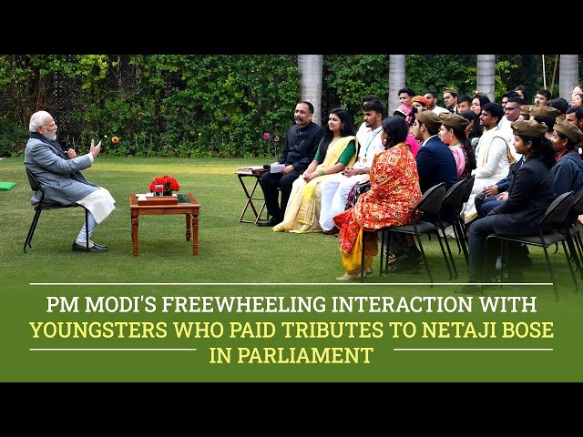 PM Modi's freewheeling interaction with youngsters who paid tributes to Netaji Bose in Parliament