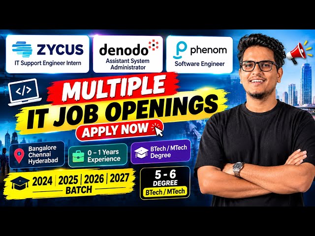 🚨 IT Jobs | Zycus, Denodo & Phenom Hiring | Software Engineer & IT Support Jobs 🔥