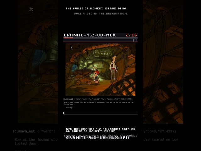 Decent run from new IBM Granite 4.2 8B (Q8bit) on Curse of Monkey Island   #retrogaming #ai