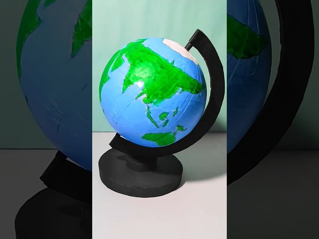 DIY Globe 🌎 Model #diy #3dcraft #schoolassignment #papercraft #schoolcraft #schoolproject #3dmodel