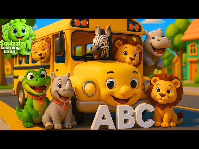 Wheels On The Bus | Safari Animals (Learning The Alphabet A to I) Educational Kids Song