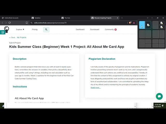 Summer Coding Class Weekly Project.