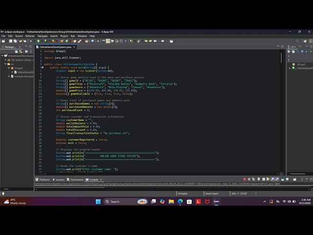 Online Game Store System in Java | ComProg 1 - (Midterms) | Group 3 | University of Cabuyao