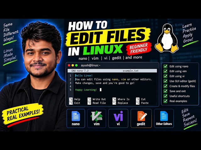 How to Edit a File in Linux Using Vi , Nano | Linux for Beginners | Linux Commands