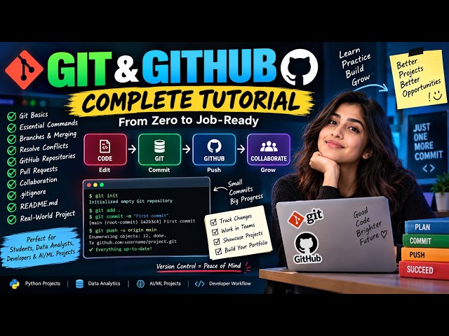 Git & GitHub in One Video | Complete Beginner to Advanced Tutorial