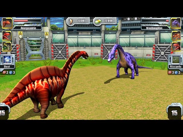 Jurassic Park Builder JURASSIC Tournament Android Gameplay Amargasaurus VS Dreadnoughtus