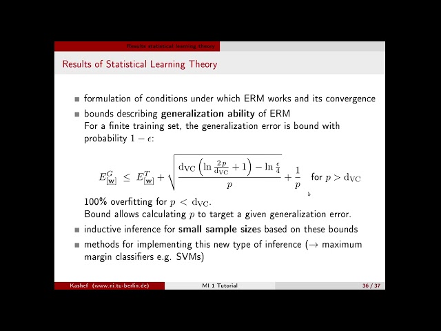 Machine Intelligence 1 tutorial 09 Statistical Learning Theory pt 5/5 Results of the theory