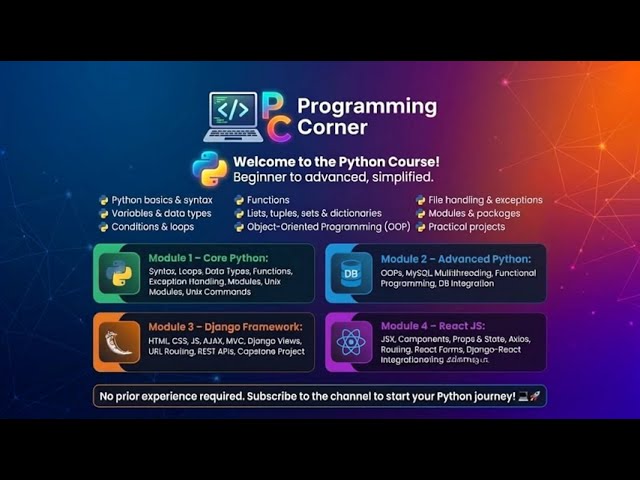 Programming Corner-Python Course going to start with real projects