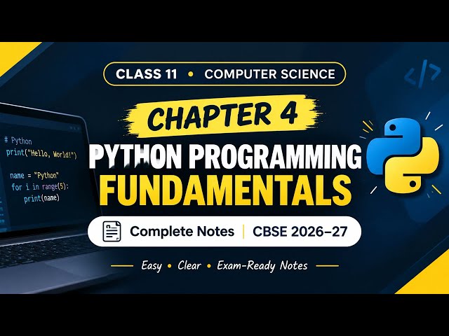 Class 11 Computer Science Chapter 4 | Python Programming Fundamentals| Complete Notes | CBSE 2026-27