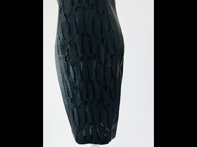 Arthur Galan, Black LaceLeather Panel SLess Midi Dress, Size 10, $259