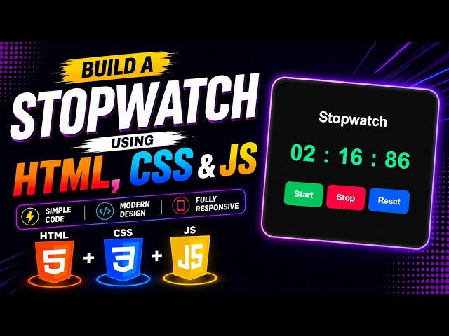 Build a Stopwatch Using HTML, CSS & JavaScript l Stopwatch Project | Stopwatch #HTML #CSS #JS