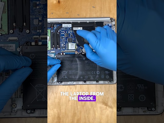 This HP laptop was about to BURST 💥 Swollen battery replacement.  #hp #battery #laptoprepair