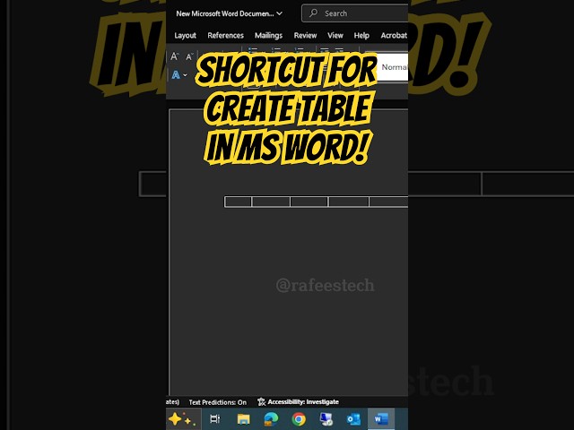 Shortcut for Create a table in MS Word? #shorts