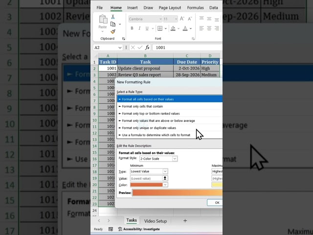 Excel Trick: Highlight an Entire Row Automatically! #excelshorts #exceltips