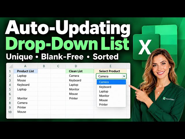 How to Create an Auto-Updating Drop-Down List Without Duplicates in Excel