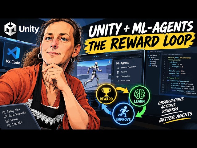 Unity ML-Agents: Building the Reward Loop | Walker Training Prep in Unity, VS Code & GIMP