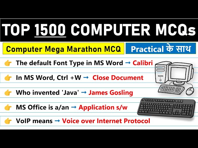 🔥 Computer Marathon Session | Top 1500 MCQs with Answers | Complete Computer Awareness