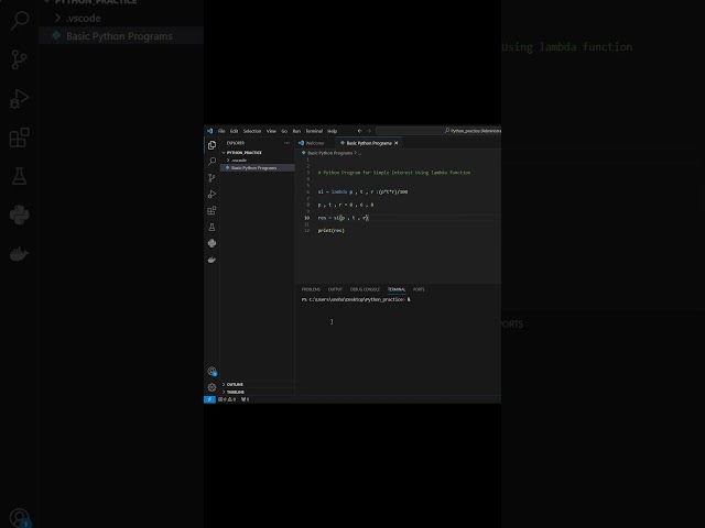 Python Program for Simple Interest lambda function