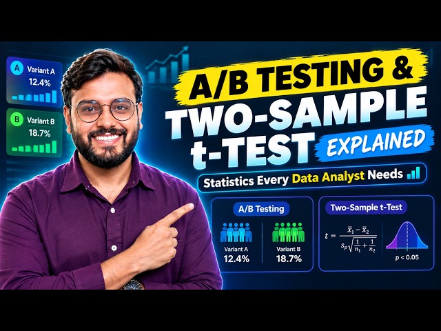 🔥 A/B Testing & Two-Sample t-Test Explained: Statistics Every Data Analyst Needs 📊