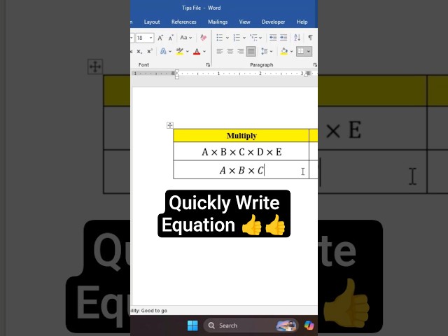 MS Word - Equation Writing (Math)