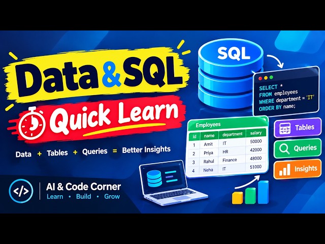 Data & SQL – Quick Learn | SQL Basics, Data Management & Queries Explained in Hindi