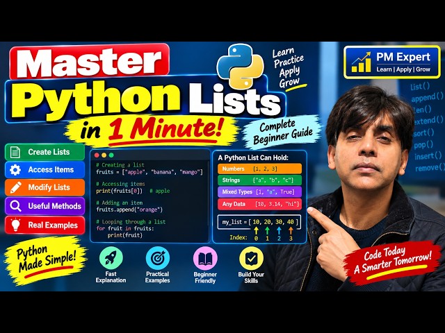Master Python Lists in 1 Minute | Complete Beginner Guide by Pankaj Sharma