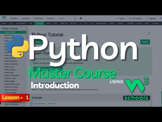 The Easiest Way to Learn Python using W3Schools: Master Course Introduction - Part-1